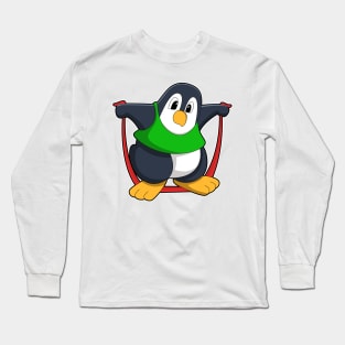 Penguin at Fitness with Skipping rope Long Sleeve T-Shirt